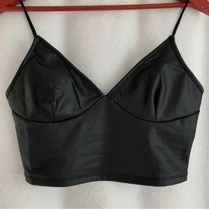 Black fake leather top